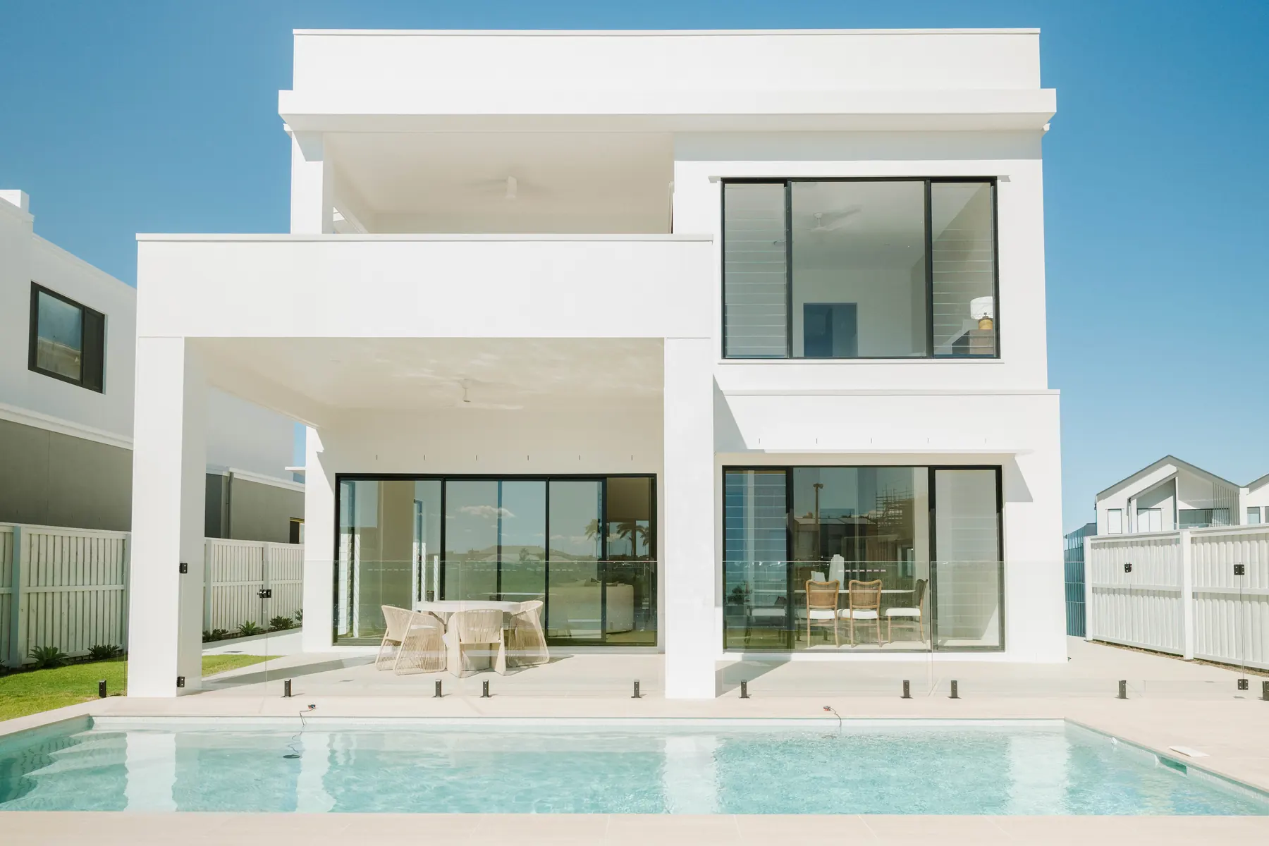 Glass pool fencing and balustrade at a Gold Coast home